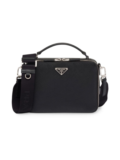 Prada Medium Brique Saffiano Leather Bag In Black