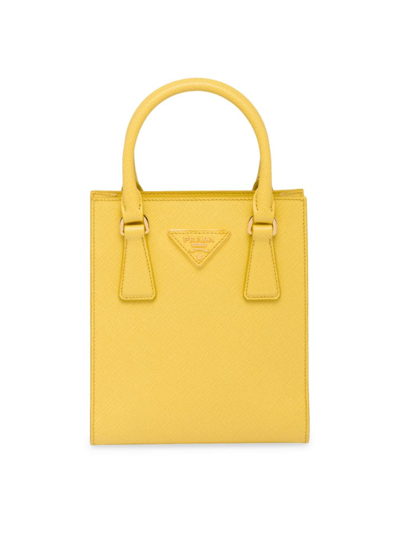 Prada Saffiano Leather Handbag In Sunny Yellow