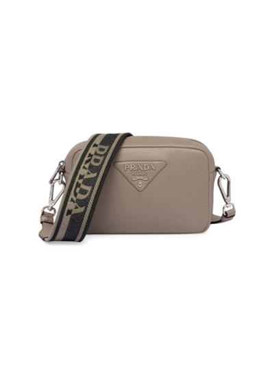 Prada Leather Shoulder Bag In Grey