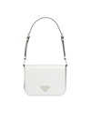 Prada Women's Brushed Leather Shoulder Bag In White