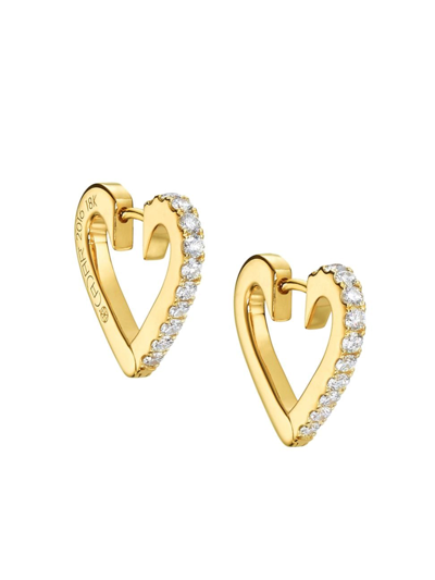 Cadar Women's Endless 18k Yellow Gold & Diamond Small Heart Hoop Earrings