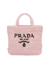 Prada Women's Small Raffia Tote Bag In Pink