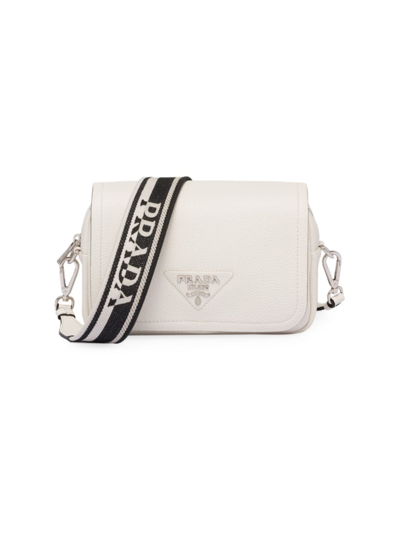 Prada Women's Leather Shoulder Bag In White