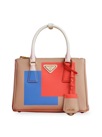 Prada Small Galleria Saffiano Special Edition Bag In Desert Beige/orange