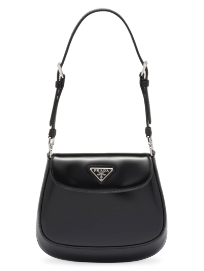 Prada Women's Cleo Brushed Leather Mini Bag In Black