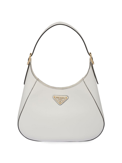 Prada Women's Leather Shoulder Bag In White
