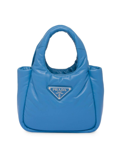Prada Mini Padded Nappa-leather Soft Handbag In Blue