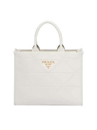 Prada Women's Medium Leather Symbole Tote Bag With Topstitching