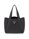 Prada Women's Leather Tote Bag In Black