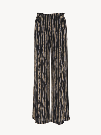 Chloé Pantalon Fluide Femme Noir Taille 42 100% Soie In Black
