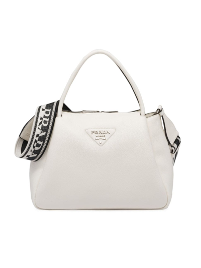 Prada Large Leather Handbag In White