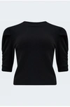 Frame Ruched Cashmere Sweater In Noir