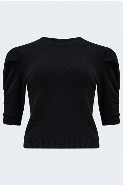 Frame Ruched Sleeve Sweater In Black