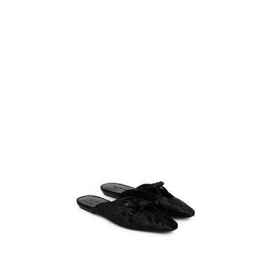 By Far Finn Leather Bow Ballerina Mules In Black