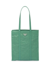 Prada Small Antique Nappa Leather Tote In Green