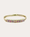 Type Jewelry Women's L'ego 14k Gold Pink Sapphire And Diamond Id Bracelet In Pink