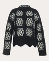 Eleven Six Sienna Cable-knit Geometric Intarsia Sweater In Black/ivory
