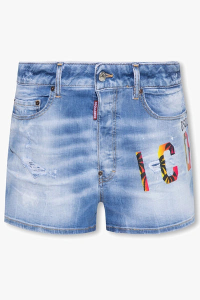 Dsquared2 Sunset Baggy Distressed Denim Shorts In New