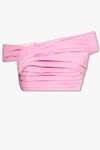Dsquared2 Pleated Off-shoulder Cropped Top In Pink