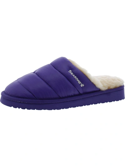 Bearpaw Puffy Slipper Womens Slides Wedge Slipper Shoes In Purple