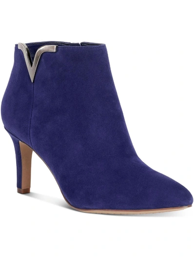 Vince Camuto Iylena Womens Suede Pointed Toe Ankle Boots In Blue