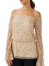 ADRIANNA PAPELL WOMENS BEADED PARTY BLOUSE