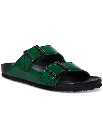 Madden Girl Boxer Womens Patent Leather Summer Slide Sandals In Green