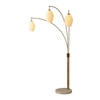 NOVA OF CALIFORNIA SANTA CLARA 24" BONE PORCELAIN 3 LIGHT ARC LAMP IN WEATHERED BRASS AND WALNUT WITH 4-WAY ROTARY SWIT