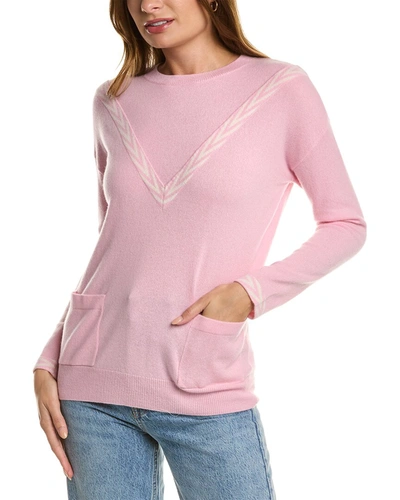 Kier + J Cable Turtleneck Cashmere Sweater In Pink