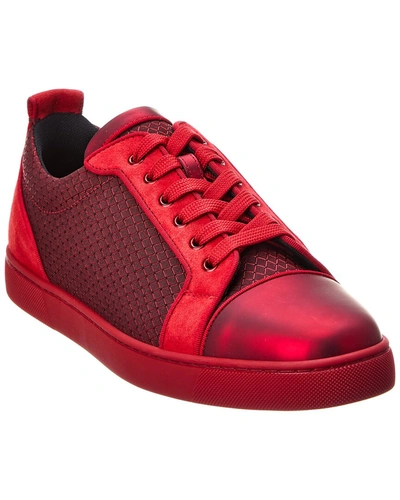 Christian Louboutin Louis Junior Orlato Canvas & Suede Sneaker In Red