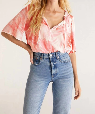 Z Supply Aylin Watercolor Leaf Top In Coral Red In Pink