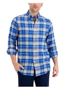 Club Room Mens Plaid Point-collar Button-down Shirt In Blue