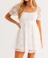 LE LIS SHORT SLEEVE MINI DRESS IN WHITE