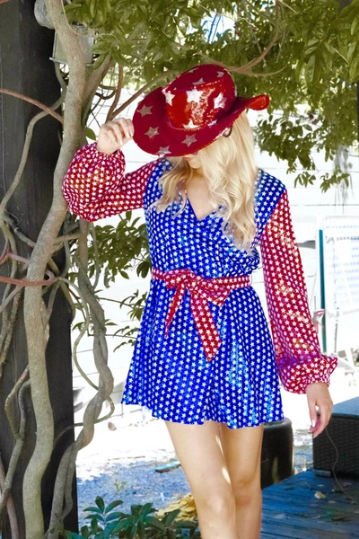 Queen Of Sparkles Star Dress In Red, White & Blue In Multi
