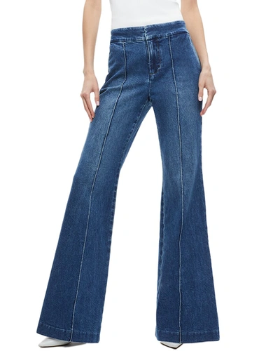 Alice And Olivia Dylan High Waist Wide Leg Jeans In Lovetrain In Blue