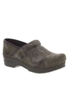 Dansko Classic Clog In Green Camuflage Suede In Brown
