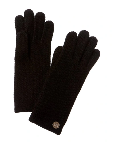 Bruno Magli Honeycomb Stitch Cashmere Gloves In Black