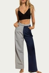 PAPERMOON JENNY TWO-TONE HIGH-RISE WIDE-LEG JEANS IN BLUE