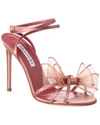 Aquazzura Satin Reve Sandals With Bow In Pink