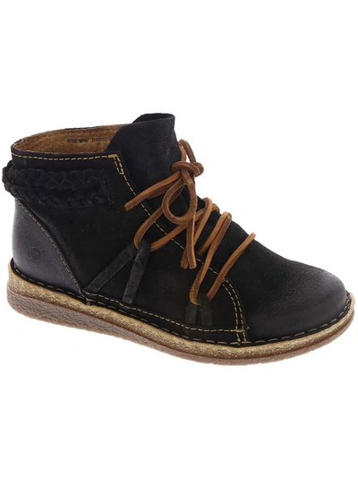 Born Temple Ii Womens Suede Braided Combat & Lace-up Boots In Black