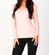 Angel Long Sleeve Scoop Neck Top In Peach In Pink