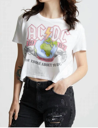 Recycled Karma Ac/dc 1981 We Salute You Crop Tee In White