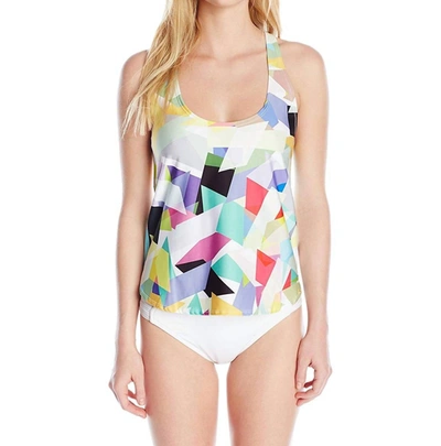 Pq Swim Catalina Racer Back Style Tank Swim Top In Multi