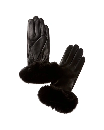 Surell Accessories Surell Leather Glove In Black