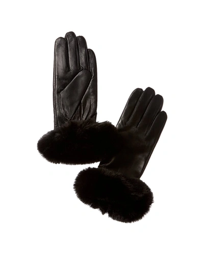 Surell Accessories Leather Gloves In Black