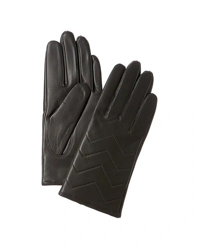 Phenix Quilted V Cashmere-lined Leather Gloves In Grey