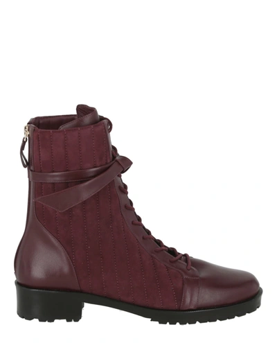 Alexandre Birman Clarita Quilted Suede & Leather Combat Boot In Red
