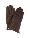 BRUNO MAGLI DIAMOND QUILTED CASHMERE-LINED LEATHER GLOVES