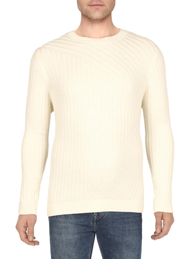 Inc Tucker Mens Cotton Ribbed Crewneck Sweater In Beige