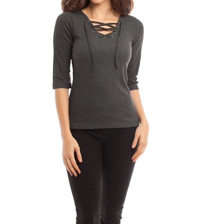 French Kyss Anna Keyhole Top In Gray In Grey